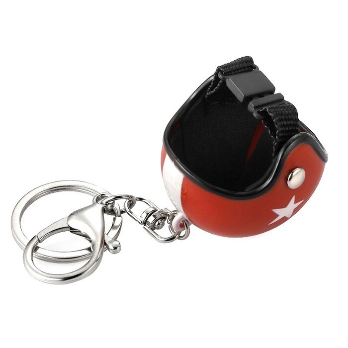 Sleutelhanger jethelm rood met witte ster