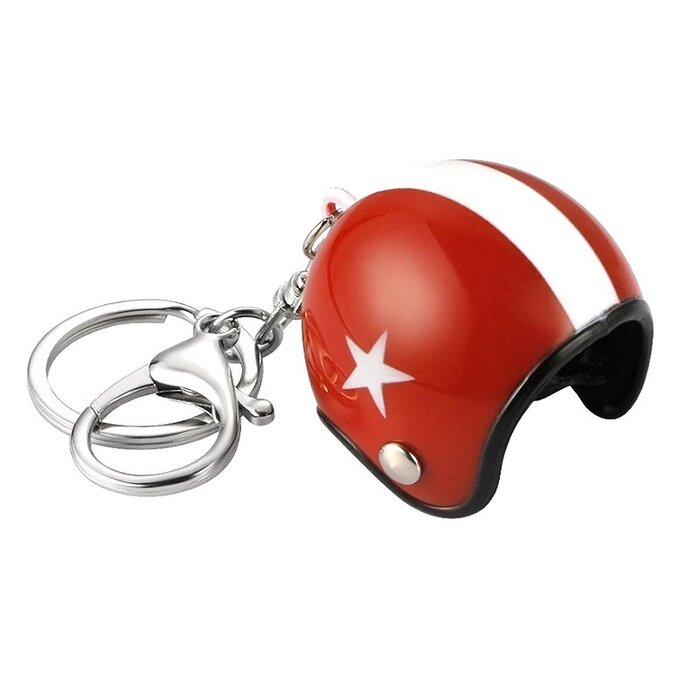 Sleutelhanger jethelm rood met witte ster