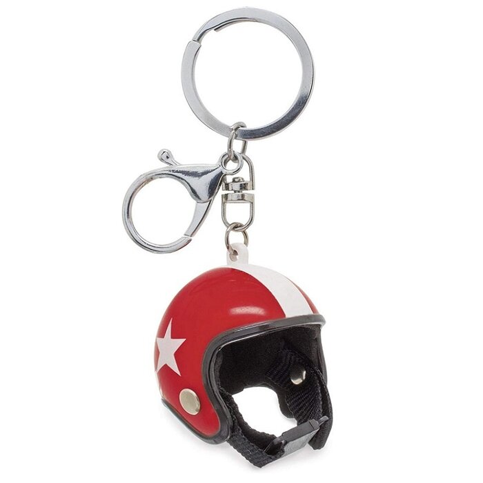 Sleutelhanger jethelm rood met witte ster