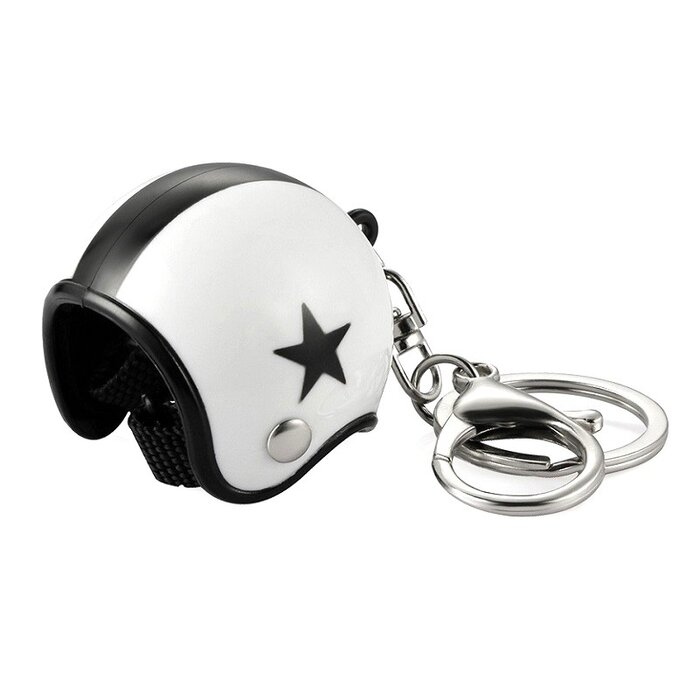 Sleutelhanger jethelm wit met zwarte ster