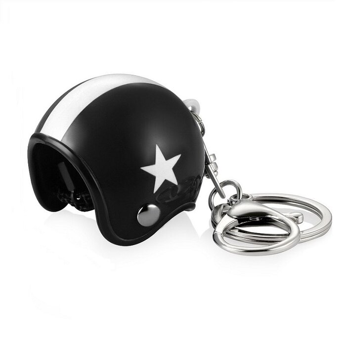 Keychain black jet helmet with white star