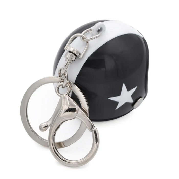 Keychain black jet helmet with white star