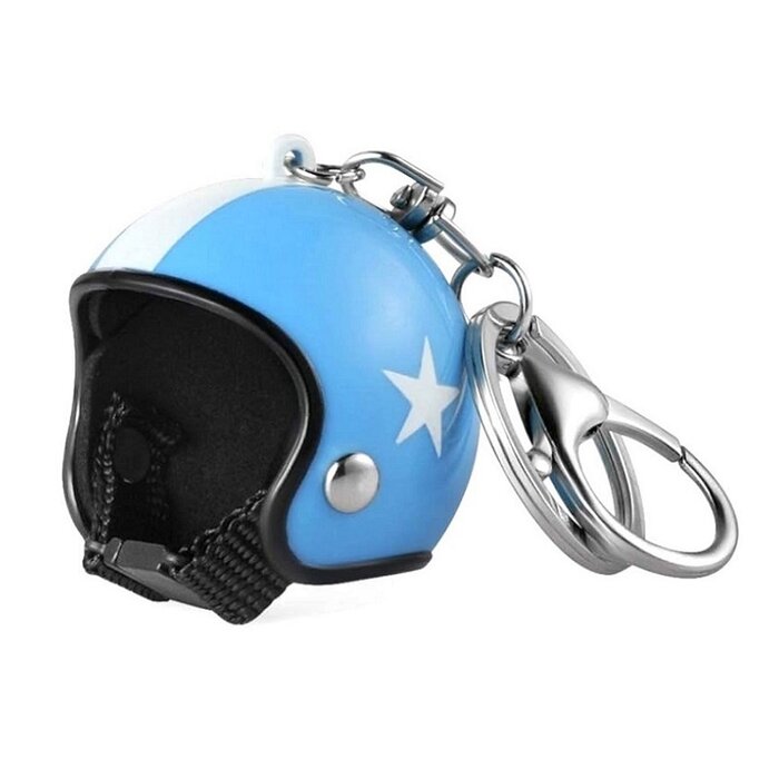 Sleutelhanger blauwe jethelm met witte ster