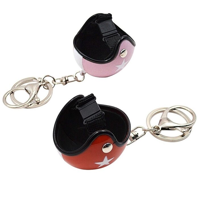 Keychain pink jet helmet with white star