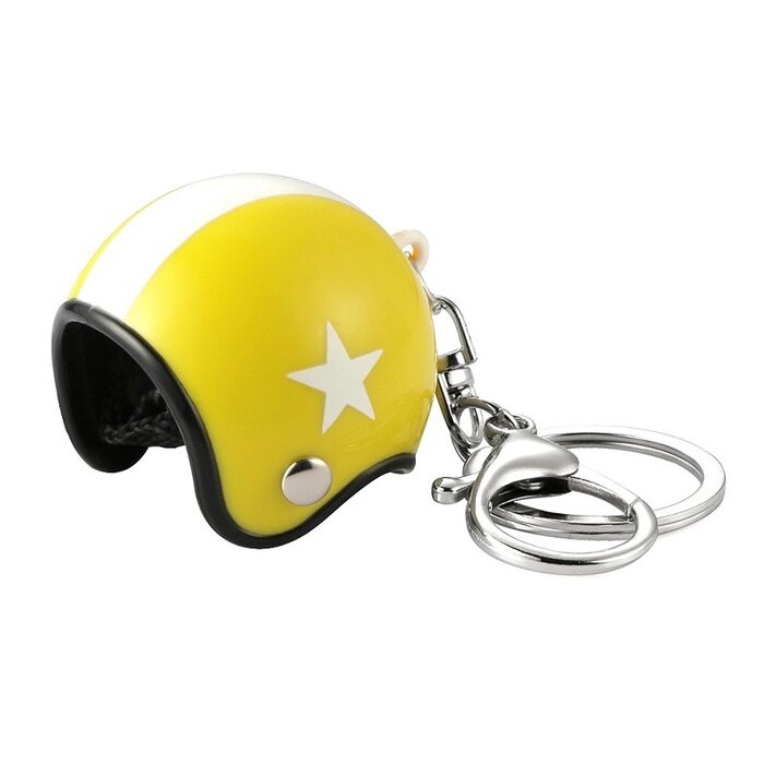 Sleutelhanger jethelm geel met witte ster