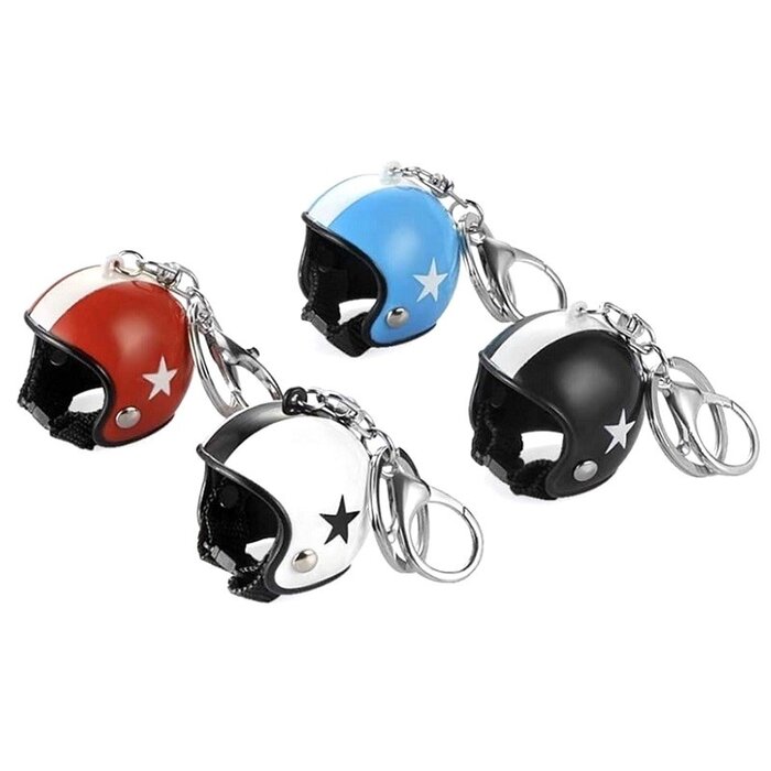Keychain black jet helmet with white star