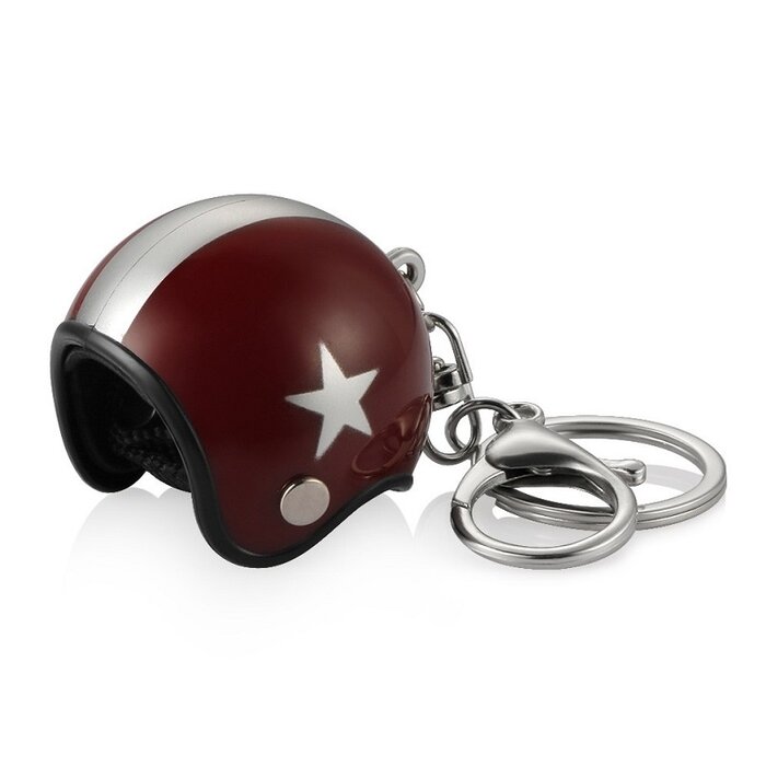 Sleutelhanger jethelm bordeaux  rood met zilveren ster