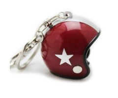 Sleutelhanger jethelm bordeaux  rood met zilveren ster