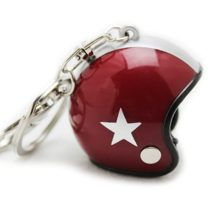 Keychain bordeaux red jethelmet with silver star