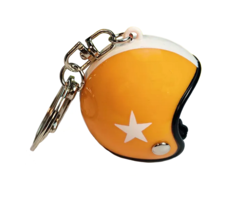 Schlüsselanhänger orange jet helm mit weißem stern