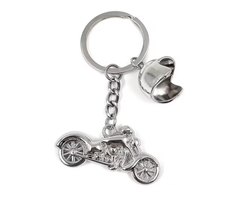 Sleutelhanger Zilveren Motor met Jethelm