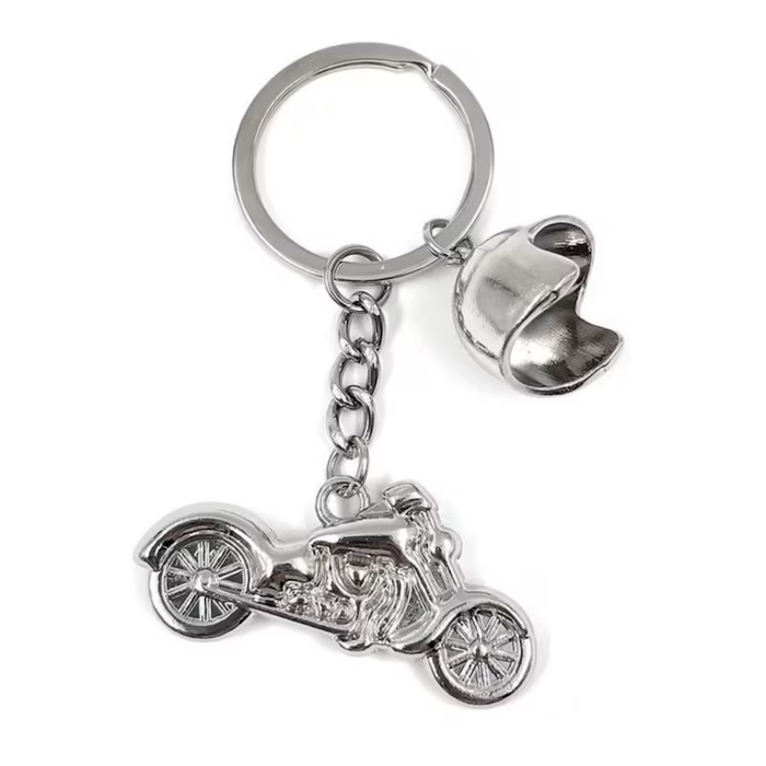 Sleutelhanger Zilveren Motor met Jethelm
