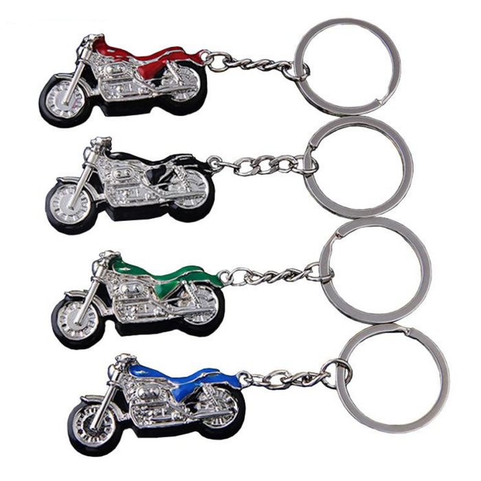 Keychain Silver Motorcycle with Blue