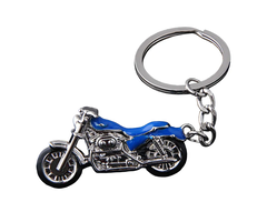 Sleutelhanger Zilveren Motor met Blauw