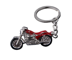 Sleutelhanger Zilveren Motor met Rood