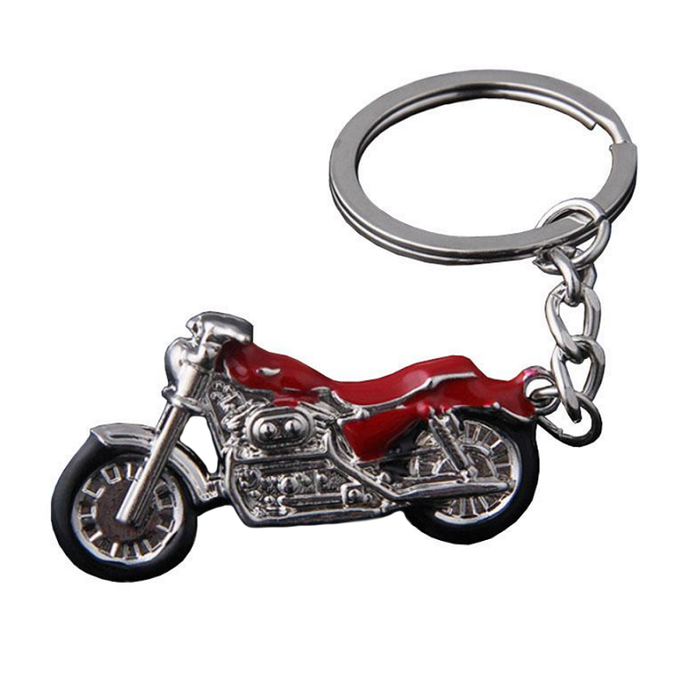 Sleutelhanger Zilveren Motor met Rood