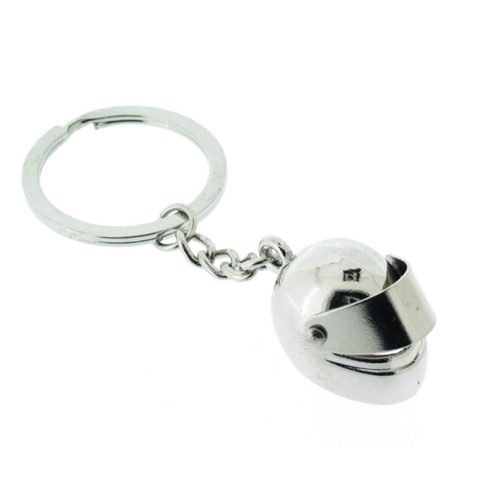 Sleutelhanger zilveren scooterhelm