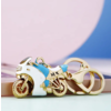 Sleutelhanger Gouden Motorfiets Wit met Blauw