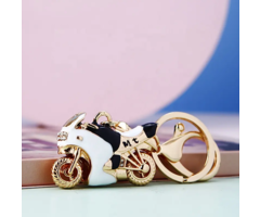Sleutelhanger Gouden Motorfiets Wit met Zwart