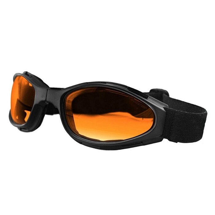 Bobster Crossfire mattschwarze, verstellbare Motorradbrille – bernstein