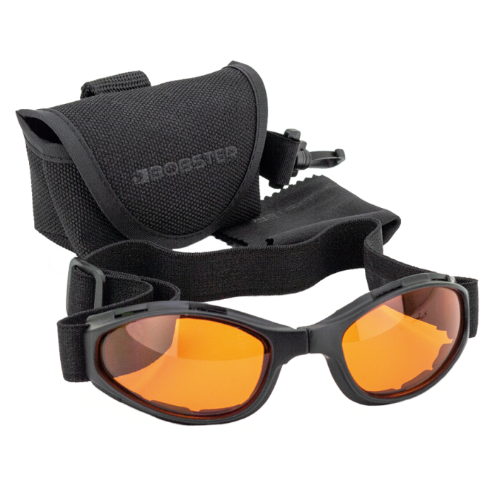 Bobster Crossfire mattschwarze, verstellbare Motorradbrille – bernstein