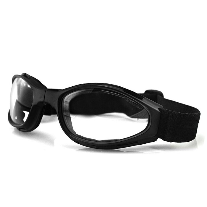 Bobster Crossfire mattschwarze, verstellbare Motorradbrille – klar