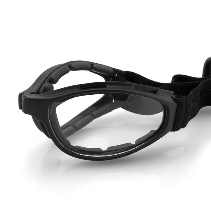 Bobster Crossfire mattschwarze, verstellbare Motorradbrille – klar