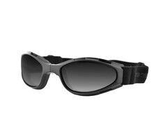 Bobster Crossfire mattschwarze, verstellbare Motorradbrille – rauch
