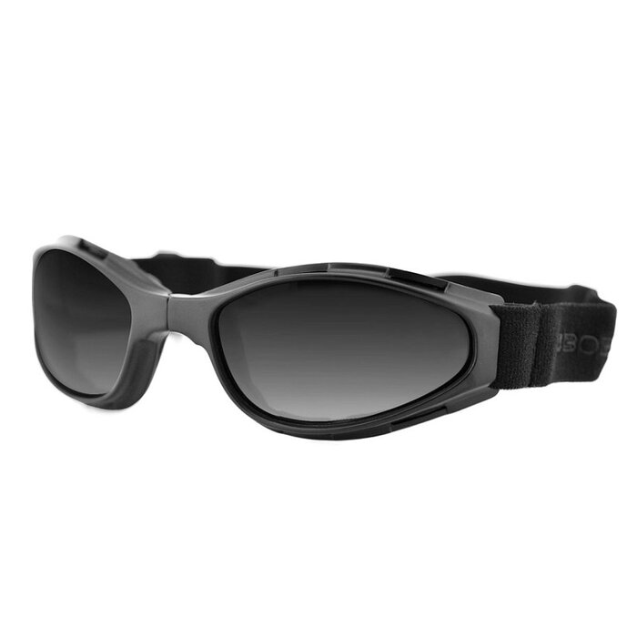 Bobster Crossfire mattschwarze, verstellbare Motorradbrille – rauch