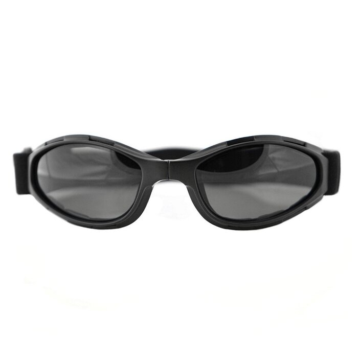 Bobster Crossfire mattschwarze, verstellbare Motorradbrille – rauch