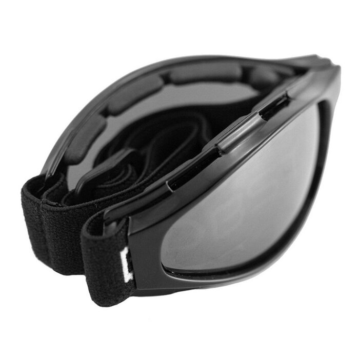 Bobster Crossfire mattschwarze, verstellbare Motorradbrille – rauch