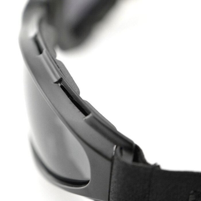 Bobster Crossfire mattschwarze, verstellbare Motorradbrille – rauch