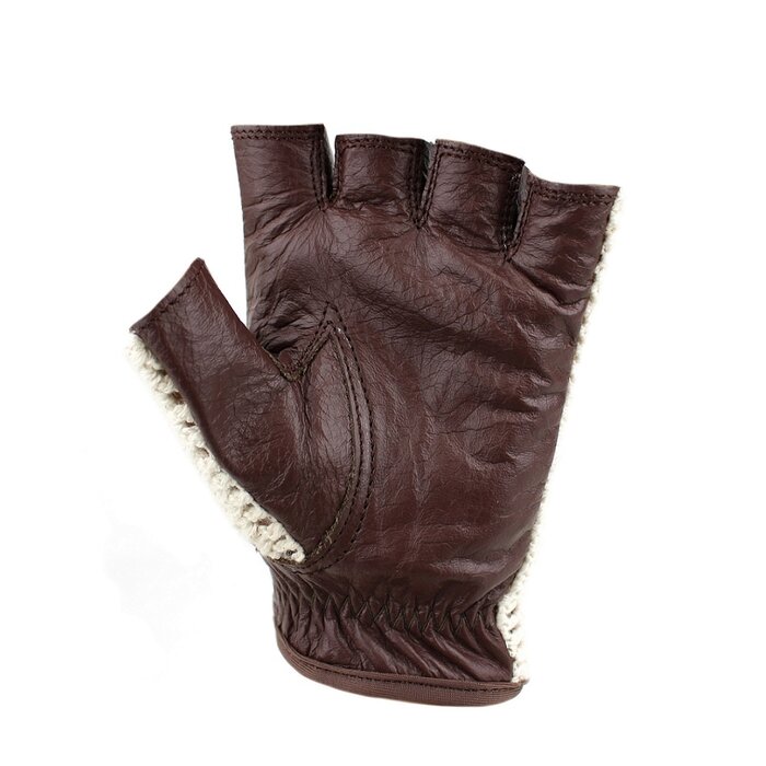 Swift Vintage Crochet-Leder fingerlose Autofahrer handschuhe dunkelbraun