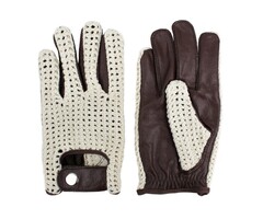 Swift vintage crochet leather gloves dark brown