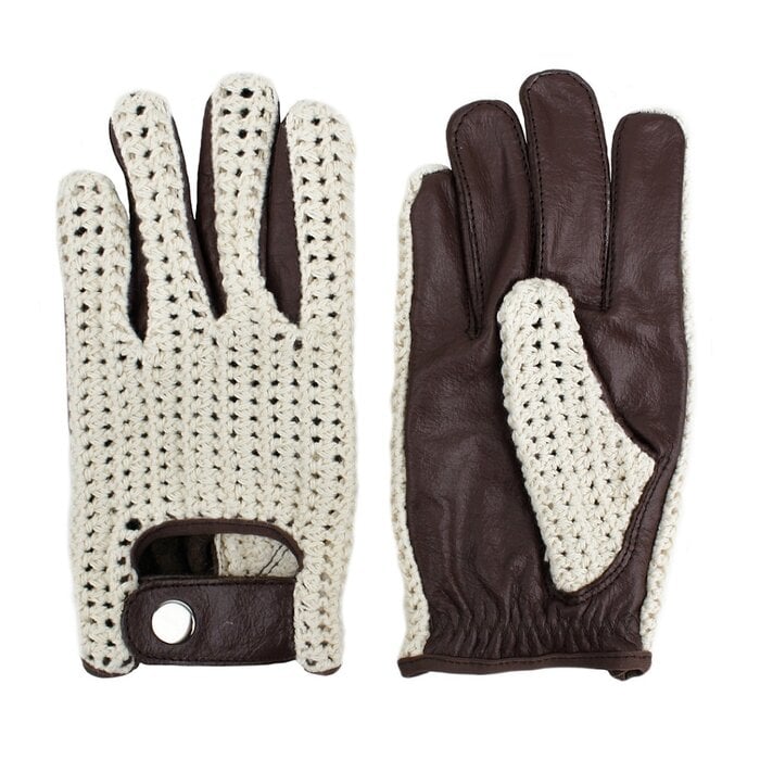 Swift vintage crochet leather gloves dark brown