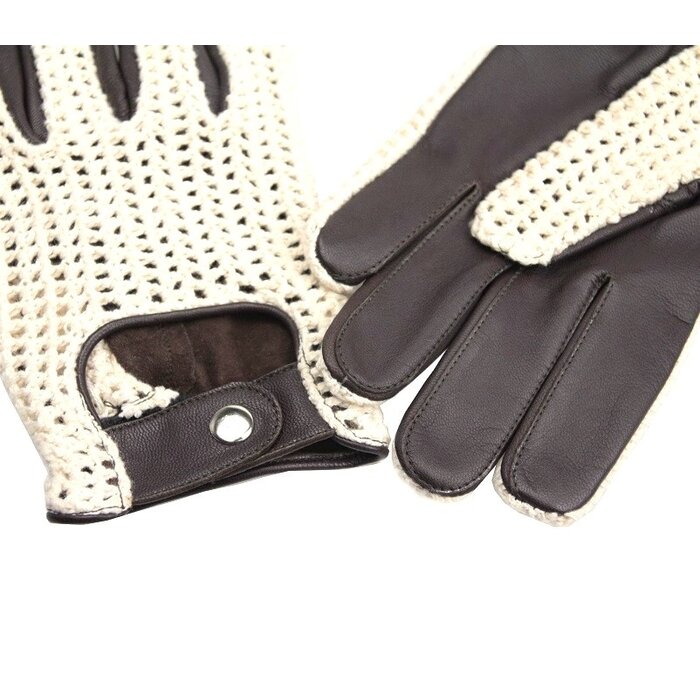 Swift vintage crochet leren handschoenen donkerbruin