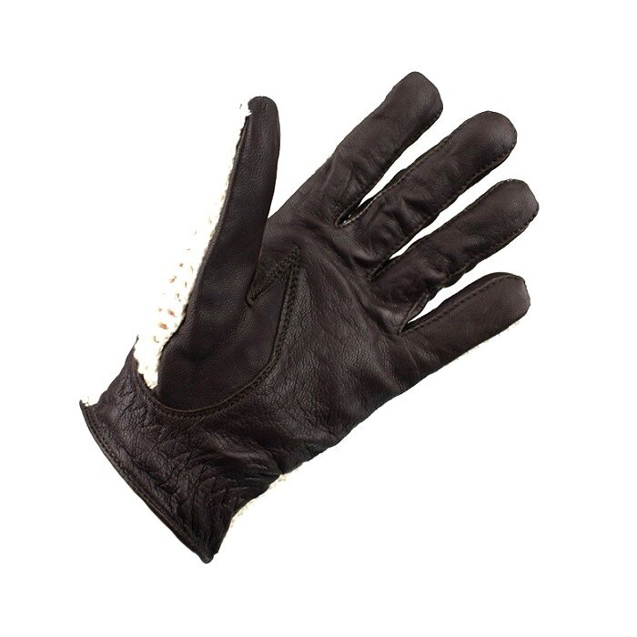 Swift vintage crochet leather gloves dark brown