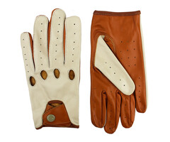 Driving leather gloves light cognac - beige