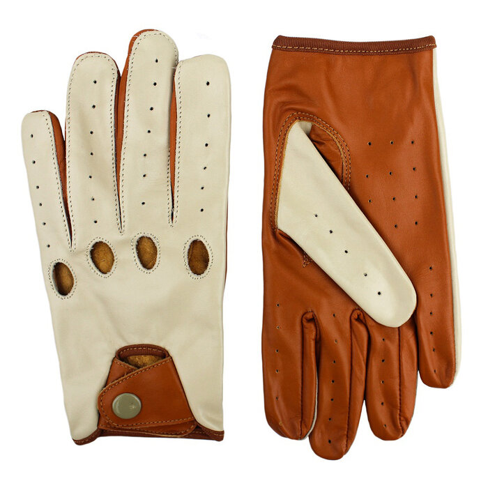 Driving Autofahrer handschuhe cognac - beige Leder