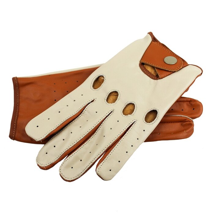 Driving leren handschoenen cognac - beige