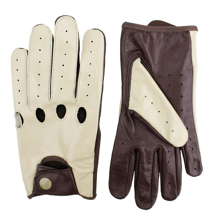 Driving leather gloves brown - beige