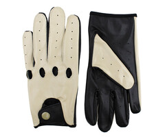 Driving leather gloves black - beige