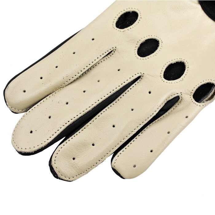 Driving leren handschoenen zwart - beige