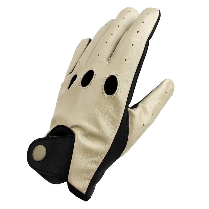 Driving leather gloves black - beige
