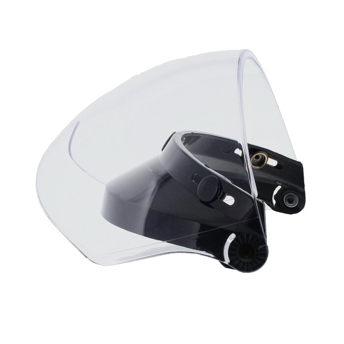 Flip-guard clear helmet visor - 3 push buttons