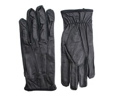 Zwarte ongevoerde leren handschoenen