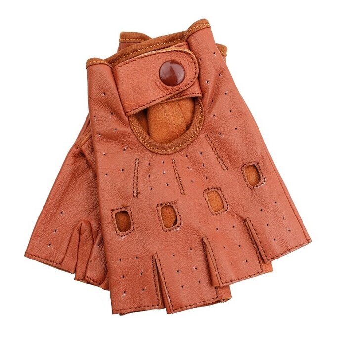 Bruine vingerloze leren handschoenen