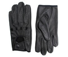 Schwarze Leder- Autofahrer handschuhe