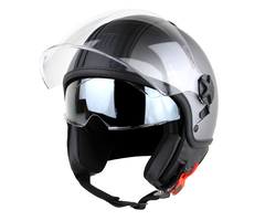 Motocubo top cube jethelm | grijs - zwart leer