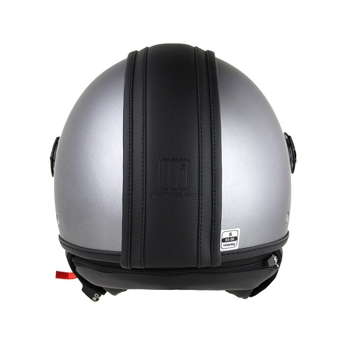 Motocubo top cube jethelm met dubbel vizier | grijs - zwart leer | ECE 22.06